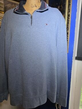 Tommy Hilfiger Men's Blue Half-Zip Pullover Sweater